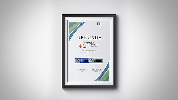 Querhammer Urkunde Lebensrettungstafel Querhammer Urkunde Lebensrettungstafel